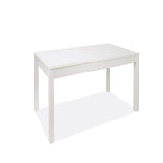 Table à manger extensible blanche entièrement en bois mélaminé 90x160-240 cm