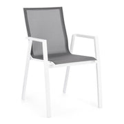Chaise Krion Blanche Avec Accoudoirs En Aluminium