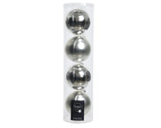 Boule de Noël 10 cm verre Argent assorti Set 4 pièces