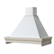 Hotte de cuisine rustique blanche CLASSICA avec cadre en bois couleur corde 90 cm