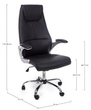 Fauteuil de bureau directionnel en éco-cuir noir Camberra avec accoudoirs