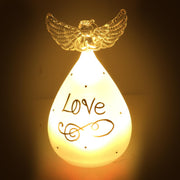 Ange en verre écrit blanc cm ø9h16