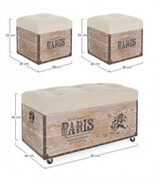 Ensemble 3 poufs en MDF Beige TAVEL PARIS