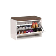 Meuble à chaussures avec banc Susa, couleur blanche, ouverture à rabat