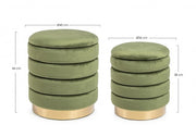 Set2 Pouf Container Darina Olive en velours