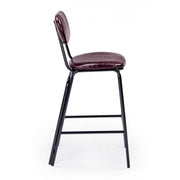 DEBBIE Tabouret de bar vintage simili cuir Bordeaux 44x51x h100 cm
