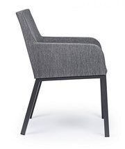 Chaise extérieure avec accoudoirs en tissu anthracite owen jx55 55x62x h82 cm