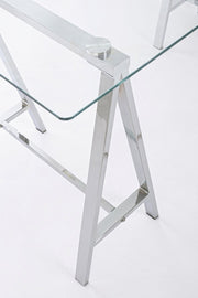 Alchimia Chrome bureau moderne avec plateau en verre 140x70x76h cm