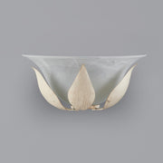 Applique en fer ivoire or une lumière verre albâtre blanc 30x h14cm