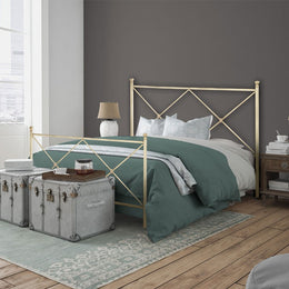 Lit double en fer ALBA avec pied de lit ivoire