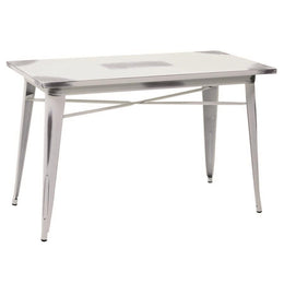 Table style industriel Bristol avec plateau blanc antique h76 cm