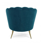 Fauteuil rétro vintage en velours bleu canard cm 80 x 76 x84 h