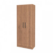 Meuble à chaussures polyvalent en noyer campagnard avec deux portes et 6 étagères h.182x71x38 cm