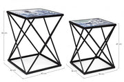 Set de tables basses en acier noir avec motif marin REEF K04 2 pièces