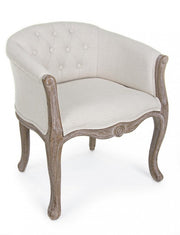 Fauteuil classique en bois et tissu naturel Diva