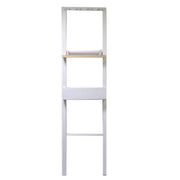Support en bois blanc avec 4 crochets avec étagère cm40x13xh160