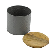Pot en métal avec bouchon en bois gris cmø15h14