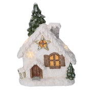 Maison en résine avec arbre led blanc cm26,5x17h36