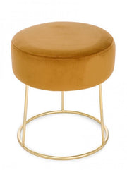 CLARISSA Pouf velours ocre jaune diamètre 35x h40 cm