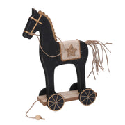 Cheval en bois avec roues noires 12,5x8h22,5 cm