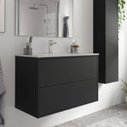 Meuble de salle de bain suspendu noir mat Mango80 avec vasque 2 tiroirs 80x45x54h