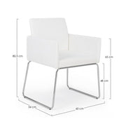 Chaise avec accoudoirs en simili cuir Blanc SIXTY 60x54x h80,5 cm