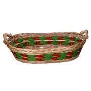 Tressage de panier en osier ovale rouge vert naturel cm55x43h13