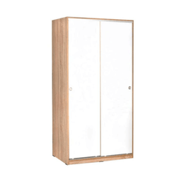 Armoire SWD4362024 avec portemanteau et portes coulissantes blanches et chêne
