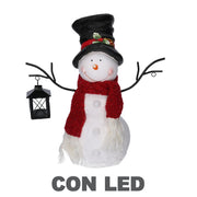 Bonhomme de neige en résine avec lanterne blanche avec led cm37x19h44