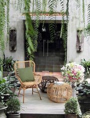 Table basse d'extérieur en rotin marron DORADAL pouf diamètre 65x h44 cm