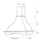 Hotte aspirante PROVENZA en inox blanc et structure en bois couleur tabac 90 cm
