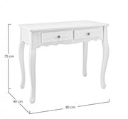Meuble console 2 tiroirs en bois blanc Blanc 80 x 40 x 75 cm