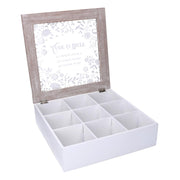 Boîte à thé carrée en bois beige cm26x26h7,5