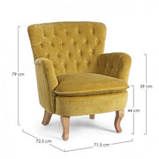 Fauteuil vintage Orlins en velours matelassé moutarde