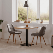 Table carrée 70x70x75 h cm plateau en chêne et base noire