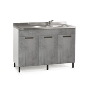 Évier de cuisine gris béton avec 3 portes réversibles Cm 120x50xH 85