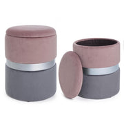 Ensemble de deux poufs ouvrants modernes gris rose gris