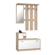 Armoire d'entrée blanc et chêne sonoma 100x25xh.180 cm
