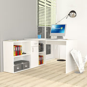Bureau blanc réversible 4 compartiments blancs 210x60xh.74 cm