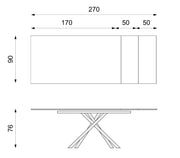 Table extensible avec plateau en marbre calacatta 170/270x90x76h cm
