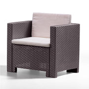 Salon Capri en résine marron 4 mcx avec coussins