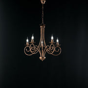 Suspension lustre en fer Noir DECO Cuivre cinq lumières 57x h60 cm