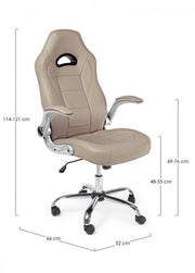 Fauteuil de bureau recouvert de cuir Boneville Beige