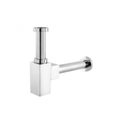 Siphon carré en acier chromé avec 1 bonde de 1 à 4 pouces.