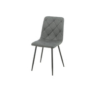 Chaise rembourrée gris foncé avec coutures en losange