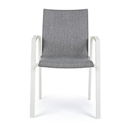 Chaise D'extérieur En Aluminium Blanc Avec Coussin Gris Foncé Odeon 55.5X60 H83 Cm