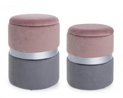 Ensemble de deux poufs ouvrants modernes gris rose gris