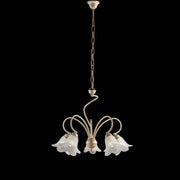 Lustre en fer ivoire or cinq lumières chambre 57x h46 cm