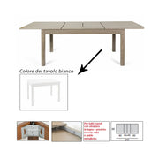 Table à manger extensible blanche entièrement en bois mélaminé 90x160-240 cm