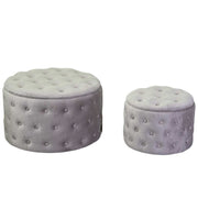 Pouf velours 1-2 gris clair cm ø70h42